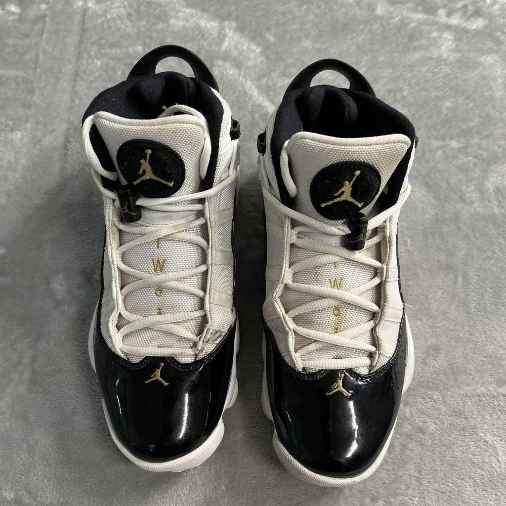 Jordan 6 Rings Shoes Mens Size 8 White Gold Black Basketball Sneakers CW6993-100
